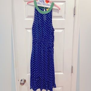 Anthropologie Lilka High-Low Polka Dot Dress Blue White Green